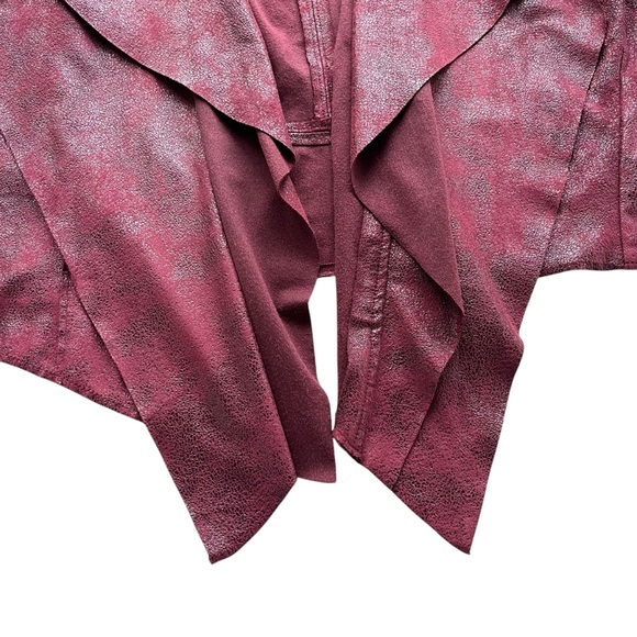 Knox Rose Women XL Burgundy Faux Suede Leather Open Drape Waterfall Front Jacket - Picture 8 of 15